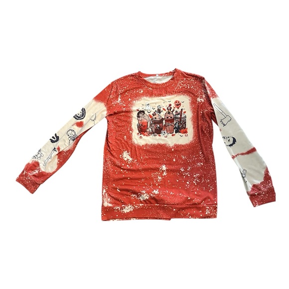 Tops - Womens Halloween Coffee Chucky Fri 13th Skull Freddy Kruger Scream Shirt L